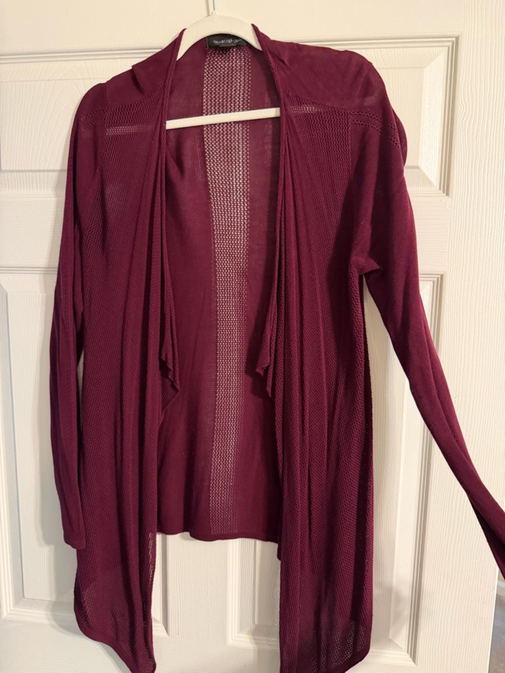 august silk Open-Front Cardigan in Deep Burgundy